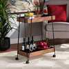 Baxton Studio Reynard Modern and Industrial Walnut Brown Finished Wood and Black Metal 2-Tier Wine Cart 199-12179-ZORO